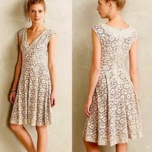 EUC Anthropologie Maeve Brushed Lace Dress Party Holiday Cocktail